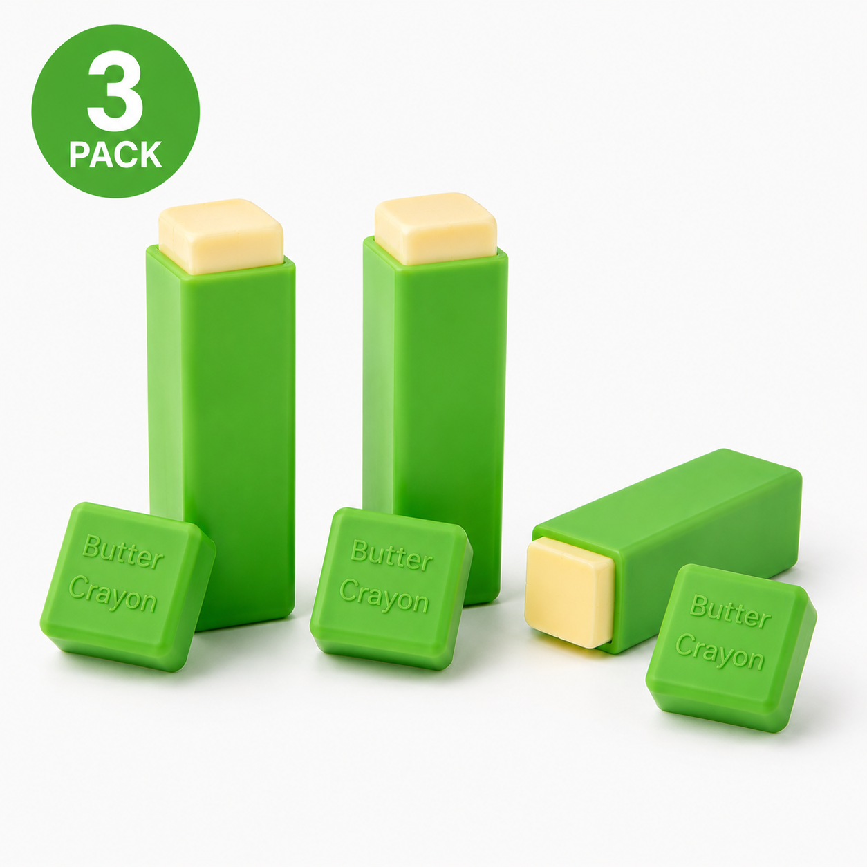 Butter Crayon 3-Pack — three sea glass green silicone butter applicators, keep one and gift two