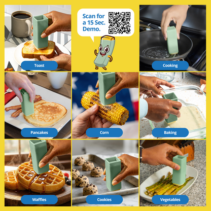 Nine ways to use the Butter Crayon: toast, cooking, pancakes, corn, baking, waffles, cookies, and vegetables